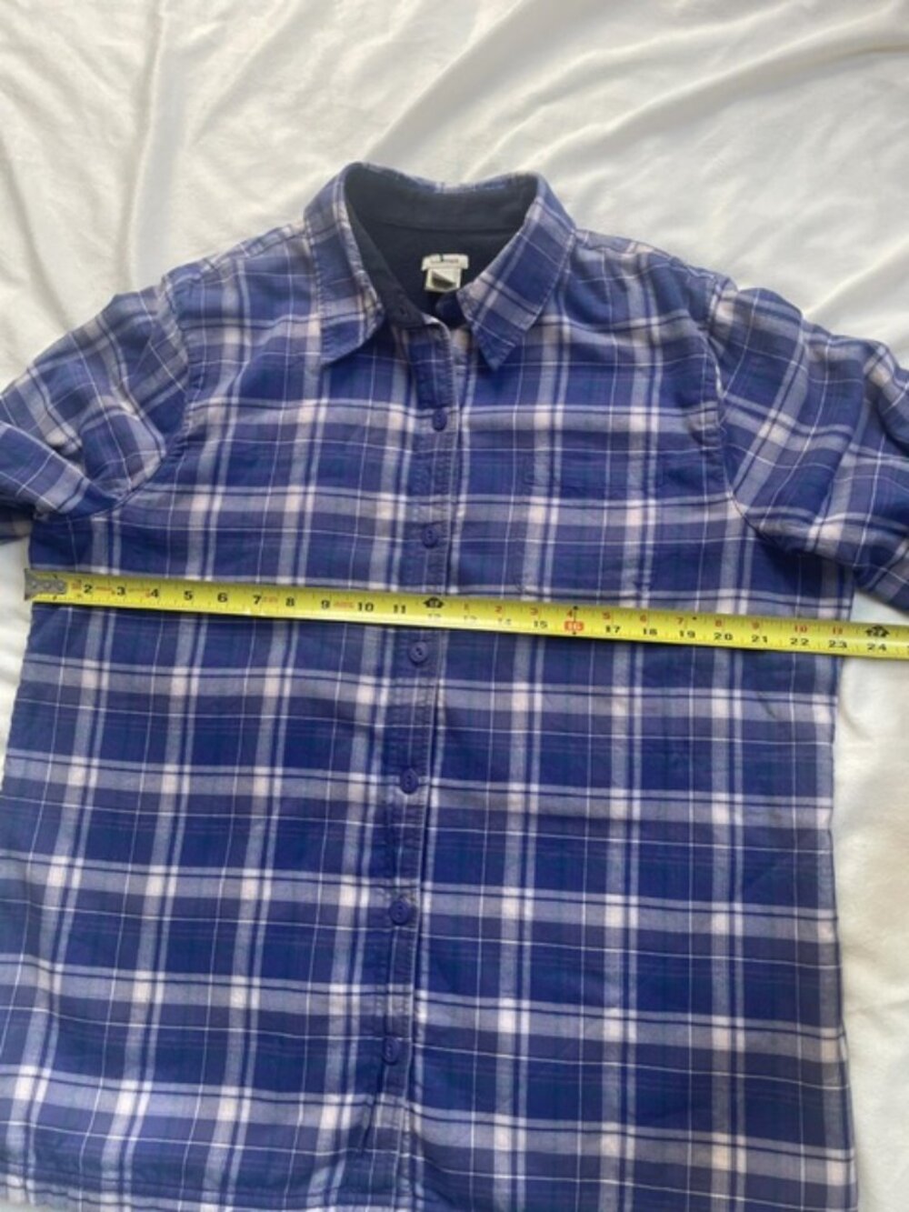 L.L.Bean Women’s Fleece-Lined Flannel Plaid Shirt Jacket, Blue, Size L - Picture 8 of 10